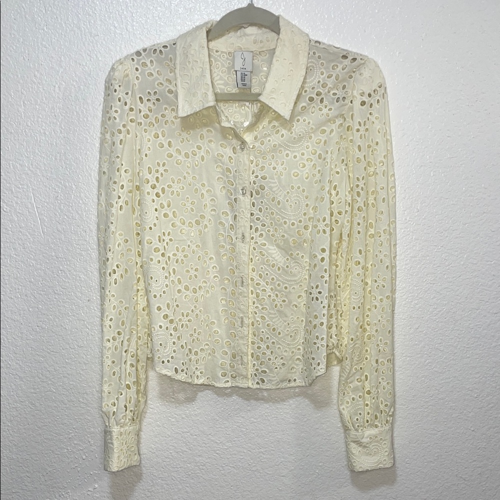 Joie Cream Lace Button Down Shirt